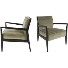 Exceptional Pair of Mahogany Lounge Chairs by Jens Risom