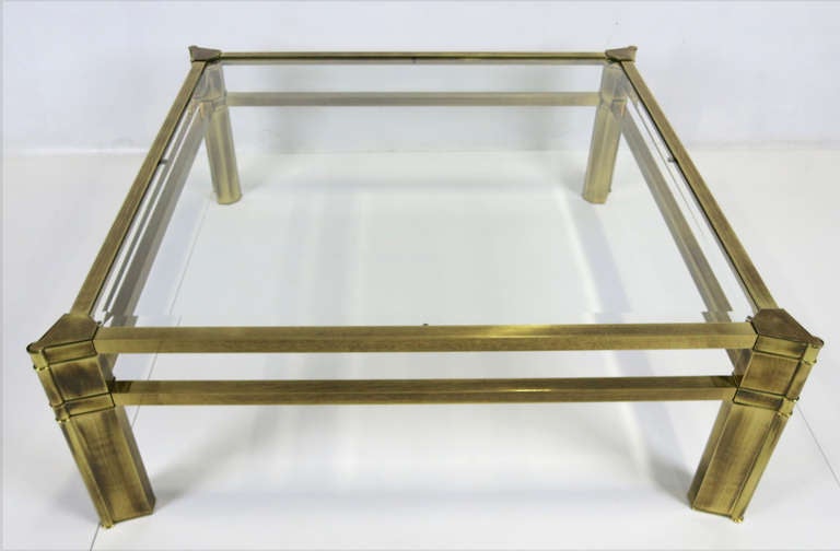 Modern Large Brass Coffee Table by Mastercraft