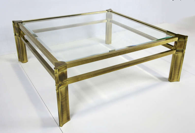 American Large Brass Coffee Table by Mastercraft