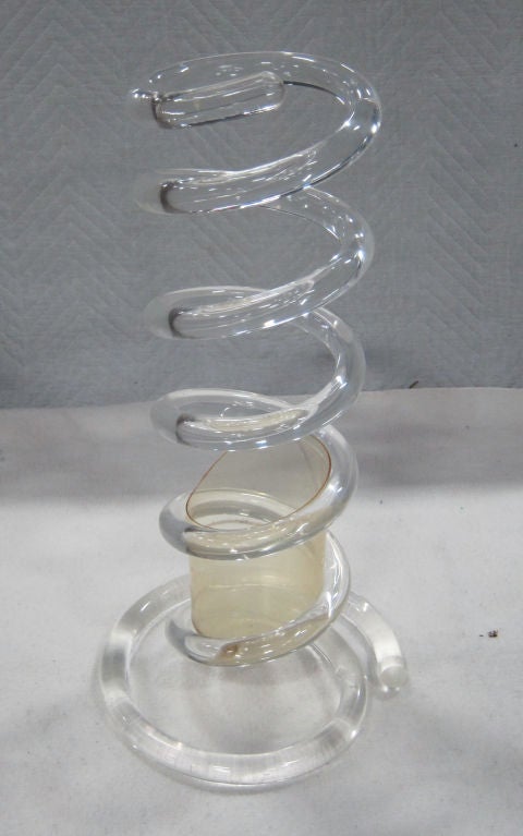 Spiral Form Lucite Umbrella Holder by Dorothy Thorpe