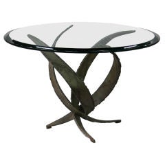 Brutalist Modern Spiral form Torch Cut Side Table