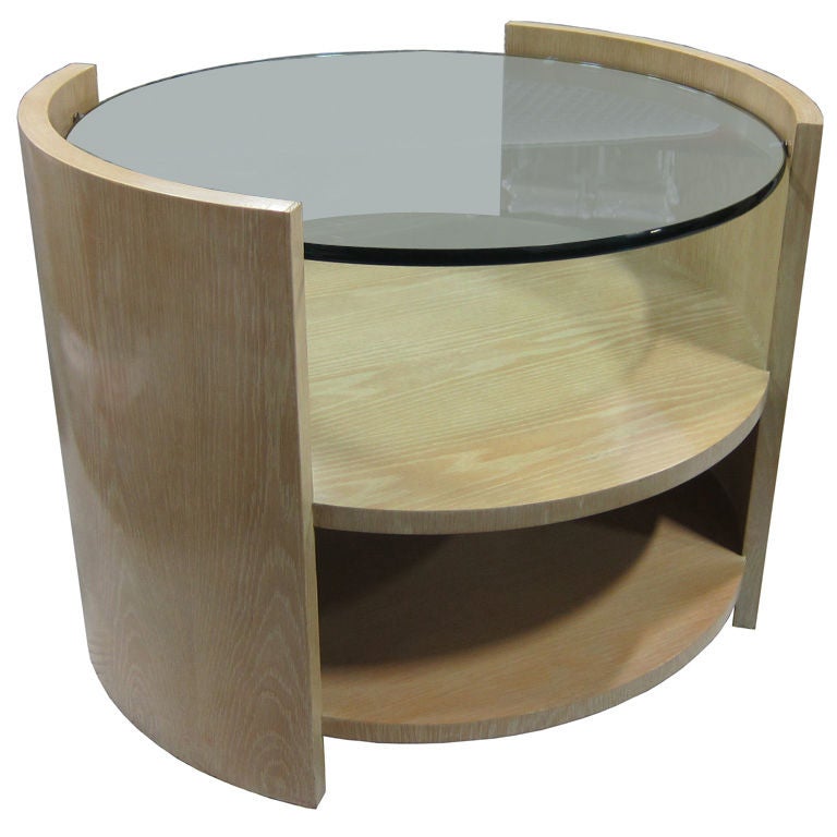 Large Cerused Oak Eclipse Side Table/Nightstand by Jay Spectre