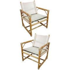Pair of  Officer's Chairs by Eleanor Forbes for McGuire