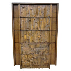 Louise Nevelson Inspired Sculptural Front Highboy Dresser