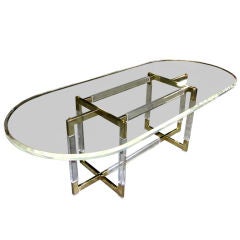 Brass & Lucite Metric Line Dining Table by Charles Hollis Jones