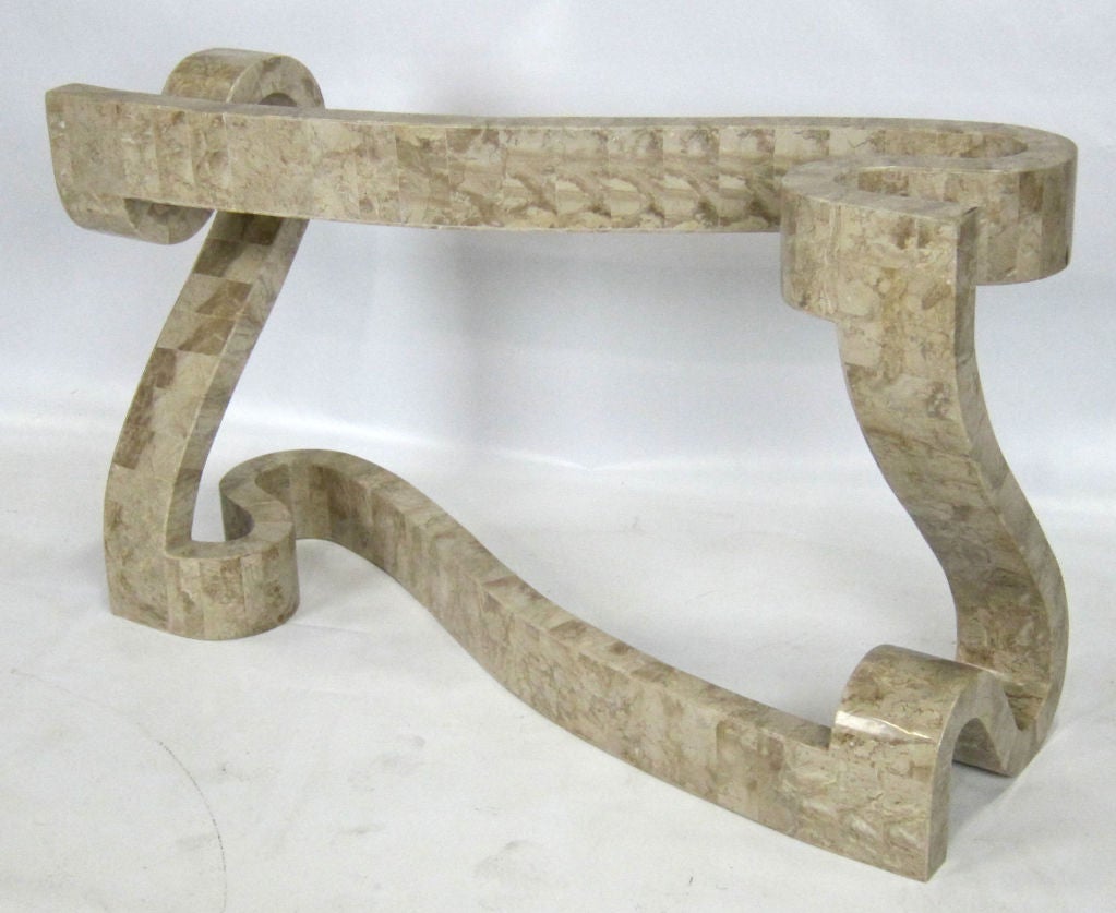 Philippine Coral Veneer Serpentine Console For Sale