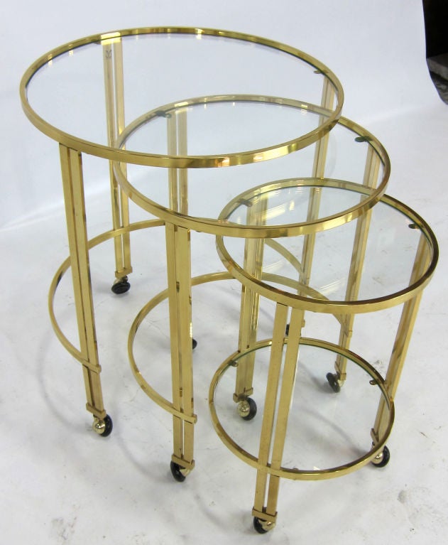 Set of Italian Round Brass Nesting Tables 1