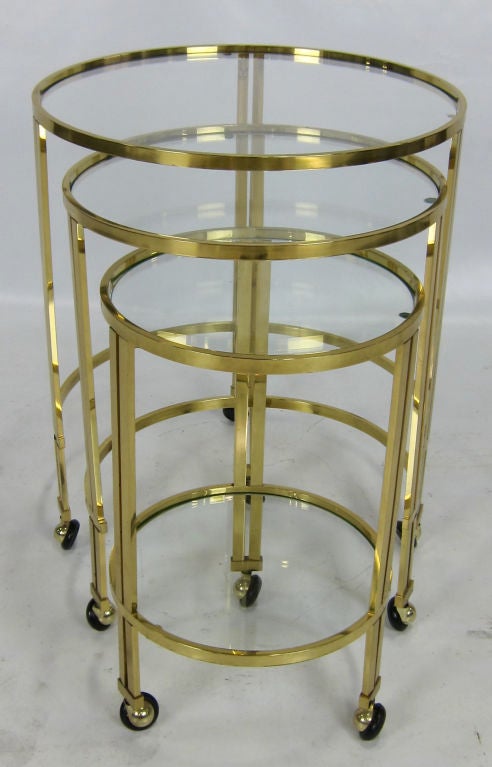 Set of Italian Round Brass Nesting Tables 2