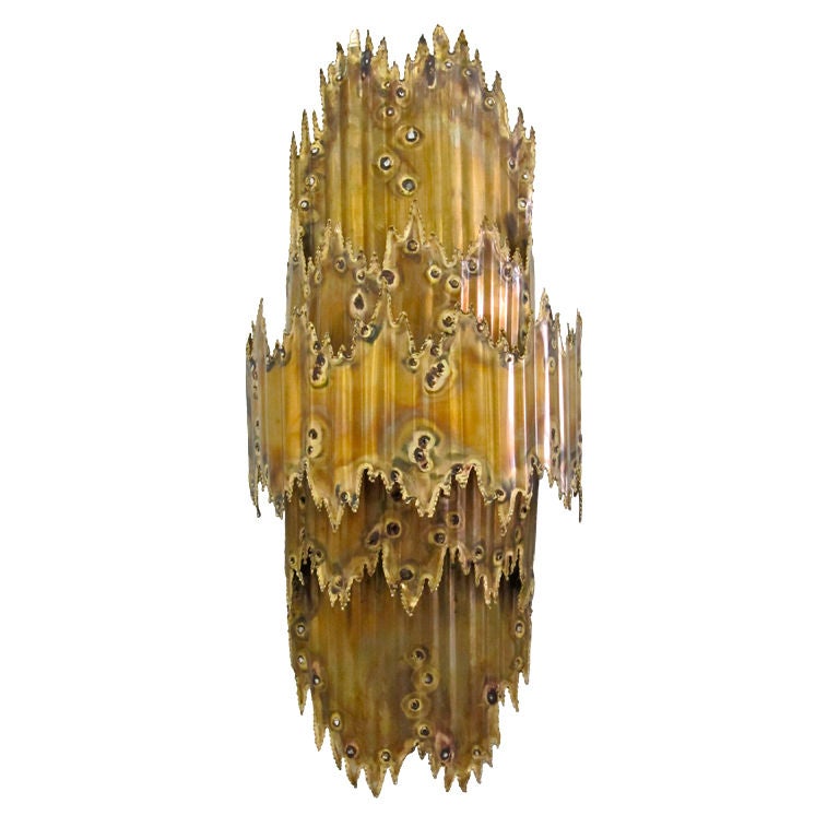 Huge Three Level Brutalist Sconce by Tom Greene for Feldman