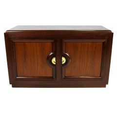 Walnut Buffet with Framed Doors and Sculptural Brass Pulls 9