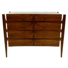 Sculptural Rosewood Chest with Exterior Mounted Legs