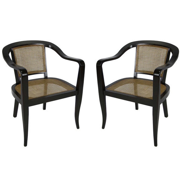 Pair of Caned Armchairs by Edward Wormley for Dunbar