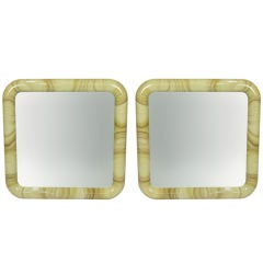 Pair of Large Italian Faux Marble Mirrors