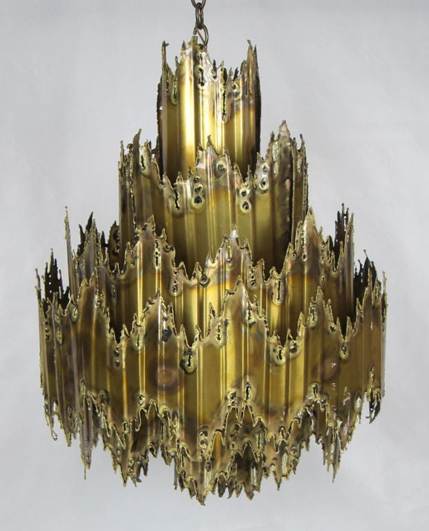 Large Brutalist Chandelier by T.A. Greene for Feldman Lighting