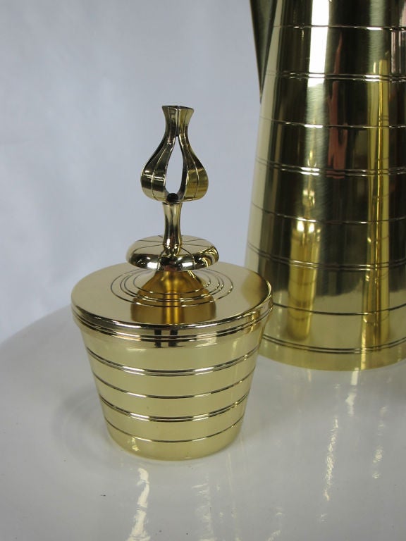 Mid-20th Century 3 Piece Brass Coffee Service by Tommi Parzinger for Dorlyn For Sale