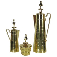 3 Piece Brass Coffee Service by Tommi Parzinger for Dorlyn 2