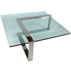 Geometric Chrome & Glass Cantilevered Coffee Table