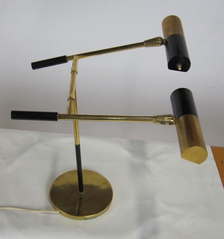 American Fully Articulating Two Arm Brass Desk Lamp
