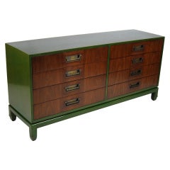 Green Lacquer Dresser with Figured Walnut Drawerfronts-Heritage