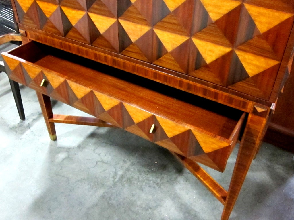 Spectacular 3 Dimensional Marquetry Bar Cabinet In Excellent Condition In Danville, CA