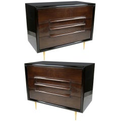 Pair of MidCentury Bachelors Chests on Brass Legs