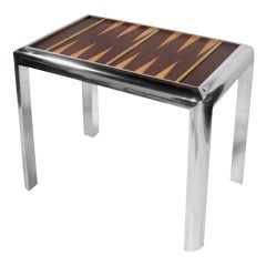 Mirror Polished Aluminum Backgammon/Games Table