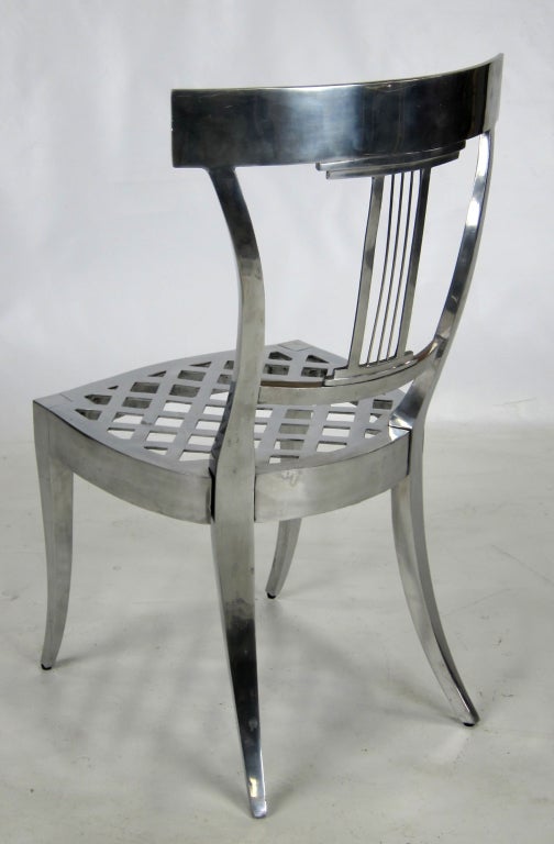 American Exquisite Polished Aluminum Klismos Chair