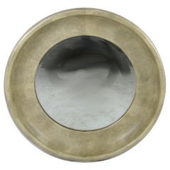 Large Scale Parchment Clad Concave Frame Mirror