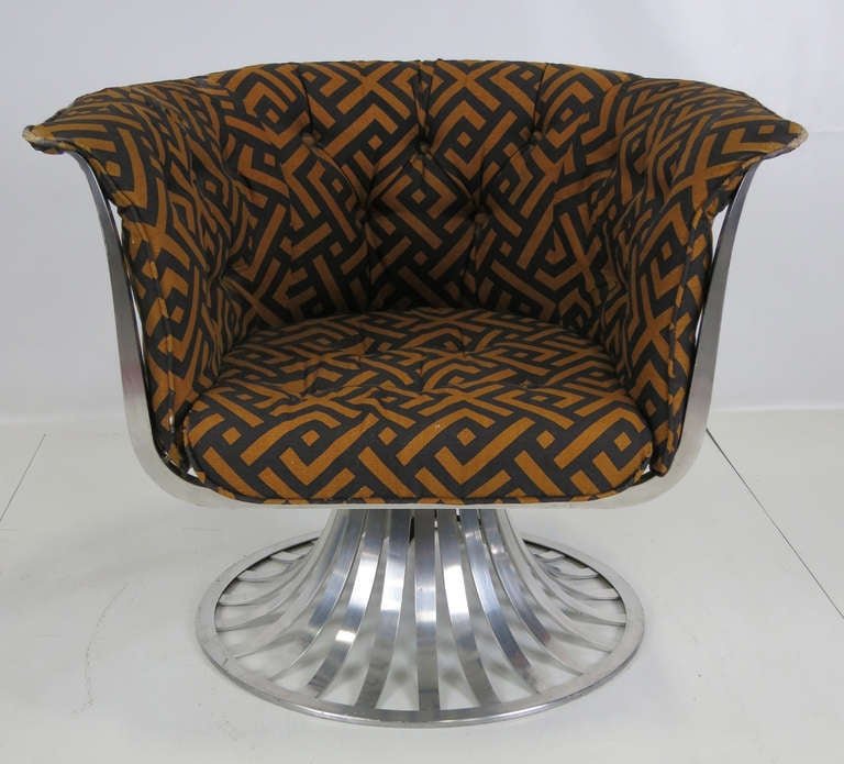 Sculptural Aluminum Swivel Lounge Chair by Russell Woodard.