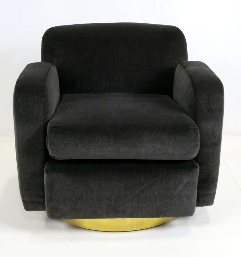 Modern Pair of Paul Evans style Swivel Lounge Chairs