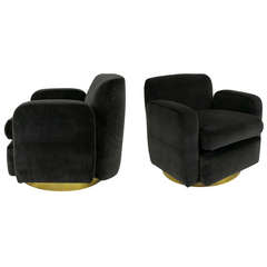 Pair of Paul Evans style Swivel Lounge Chairs