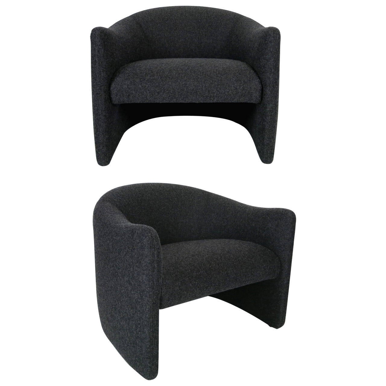 Pair of Cashmere Wool Modern Lounge Chairs by Metropolitan at 1stDibs