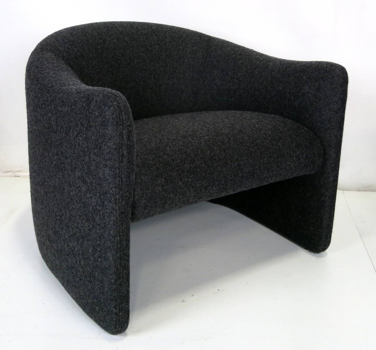 Hardwood Pair of  Cashmere Wool Modern Lounge Chairs by Metropolitan