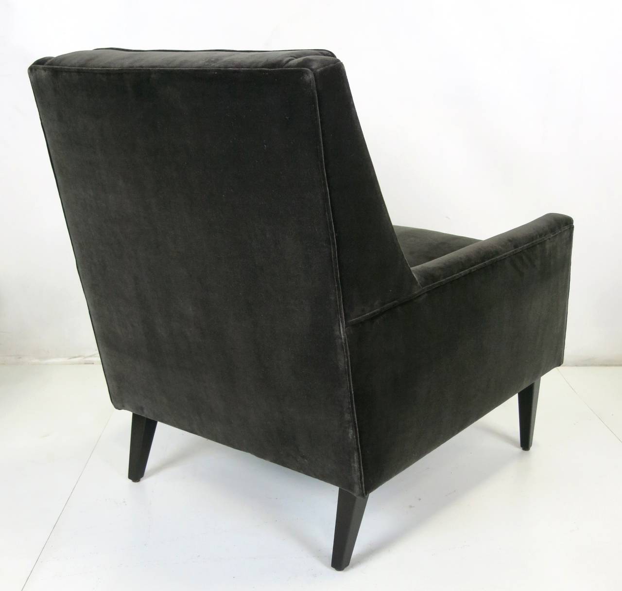Lacquered Pair of Velvet Lounge Chairs