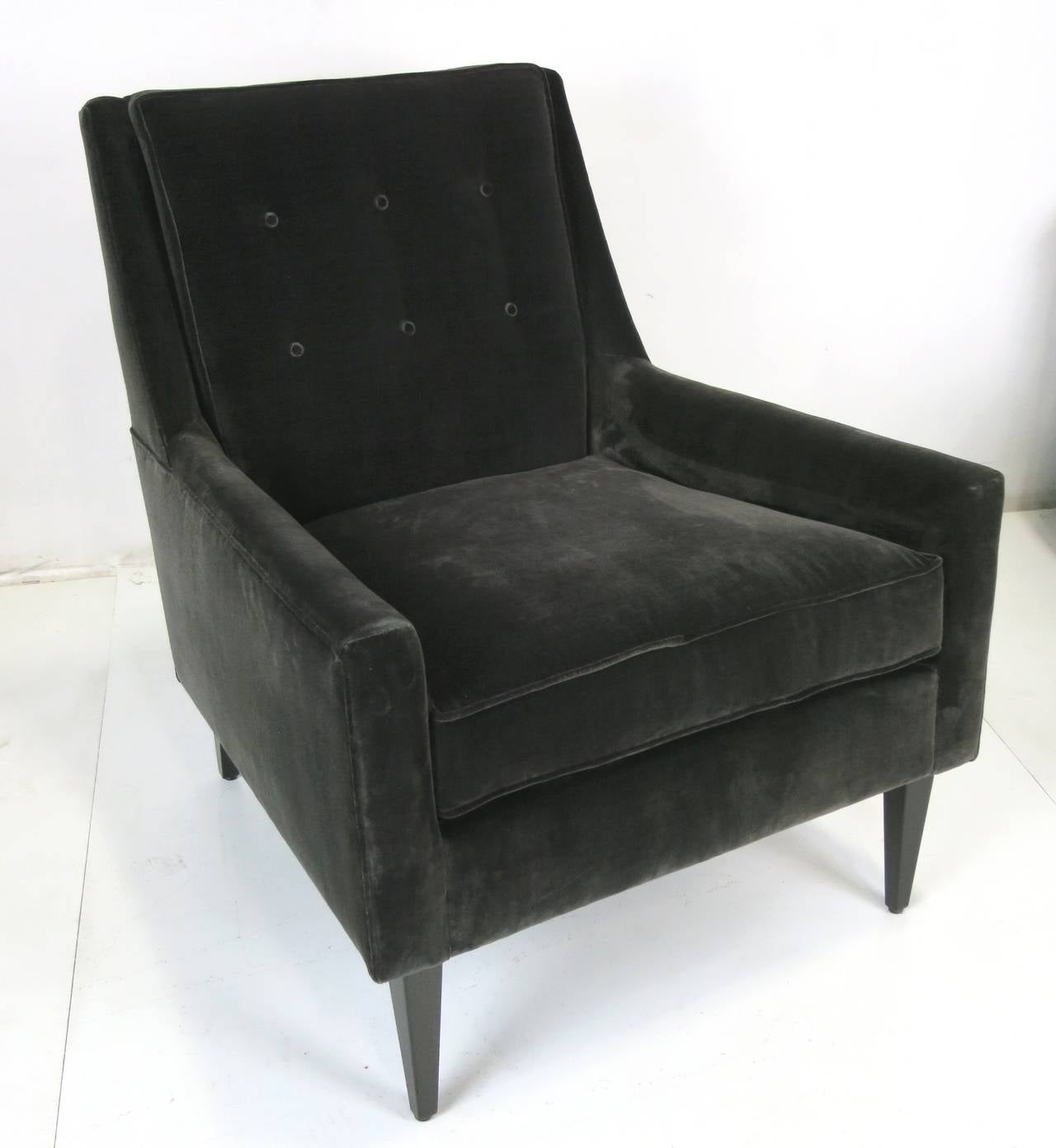 Modern Pair of Velvet Lounge Chairs