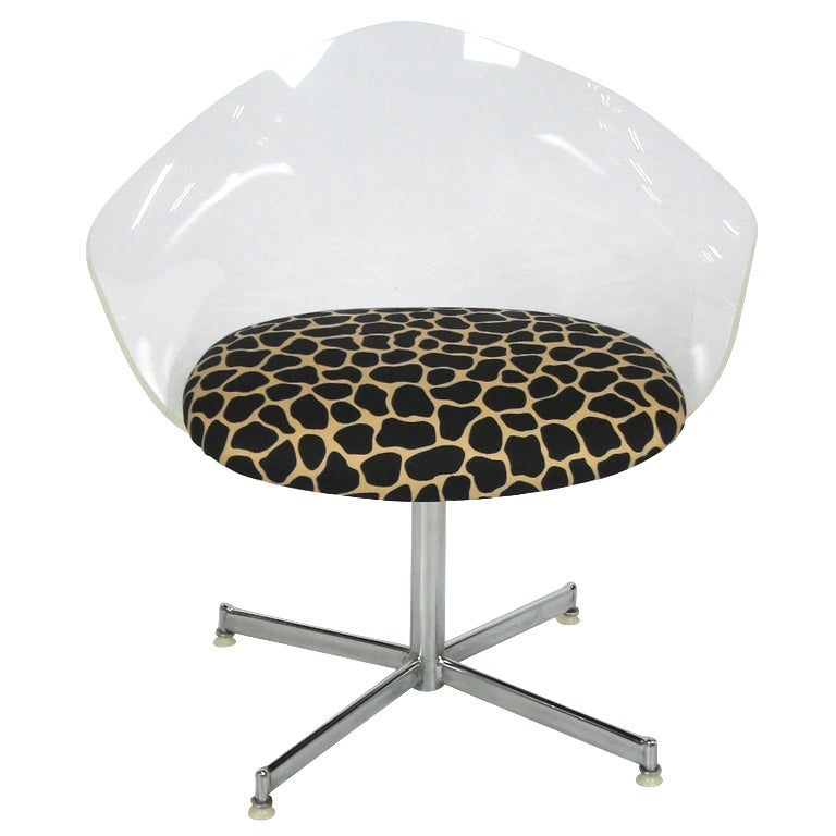Lucite and Chrome Tulip Swivel Chair in the style of Laverne