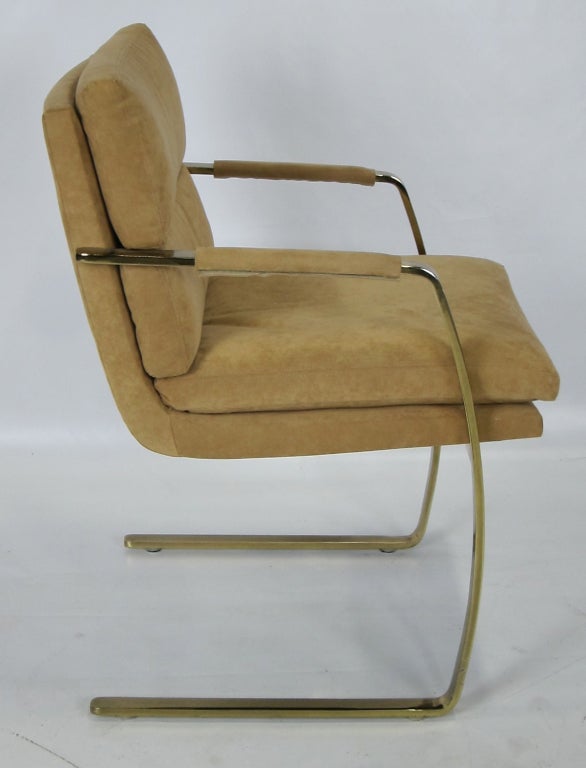 Modern Set of Four Brass Armchairs by Pace