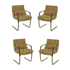 Set of Four Brass Armchairs by Pace