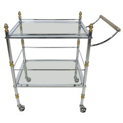 Nickel & Brass Bar Cart in the style of Maison Jansen