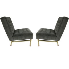 Pair of Lounge Chairs on Brass Bases by Harvey Probber