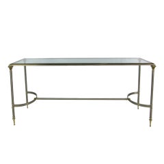 Steel & Brass Console Table in the style of Maison Jansen 11