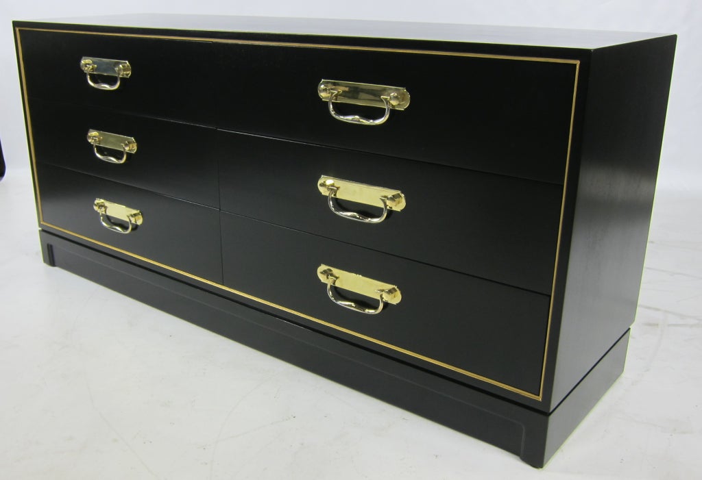 Glamorous Walnut Dresser with Gilt Trim