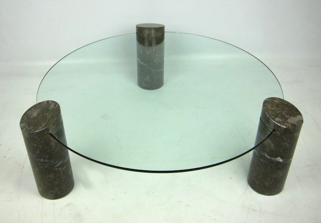 70's Italian Marble Pillar Coffee Table