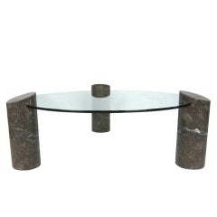 70's Italian Marble Pillar Coffee Table