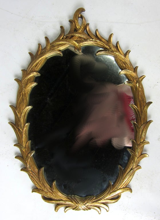 Gilt Oval Mirror after Serge Roche
