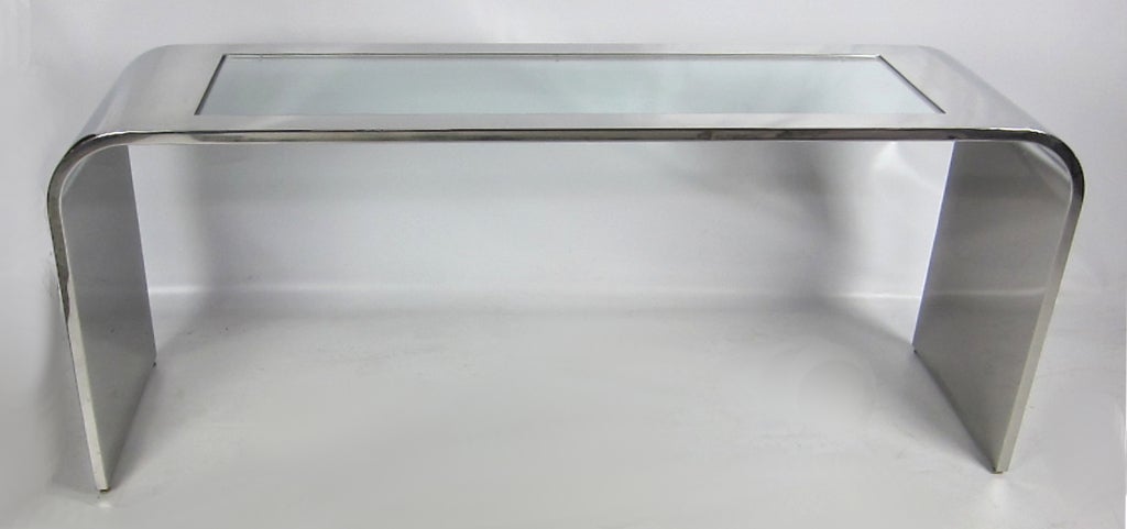 Modern Polished Stainless Steel Waterfall Console by Brueton