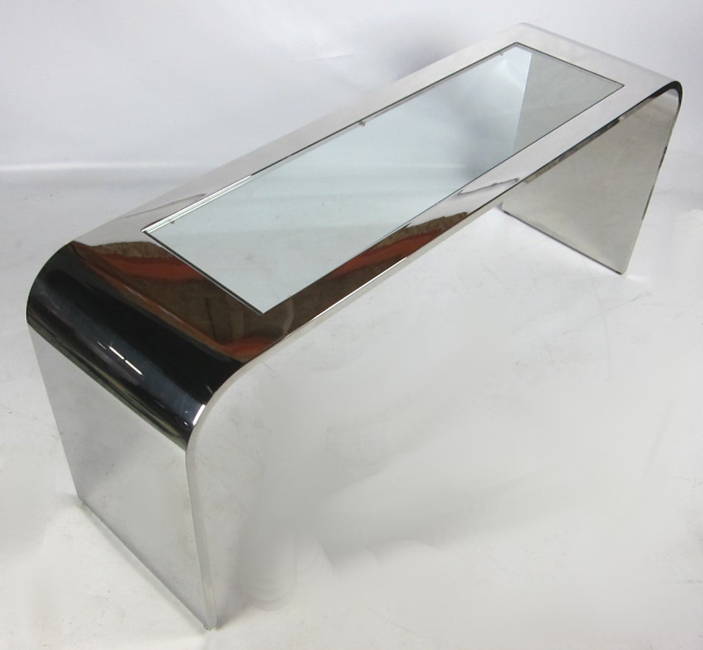 American Polished Stainless Steel Waterfall Console by Brueton