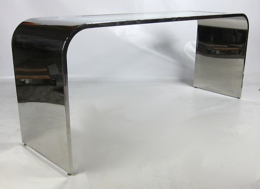 Polished Stainless Steel Waterfall Console by Brueton In Excellent Condition In Danville, CA