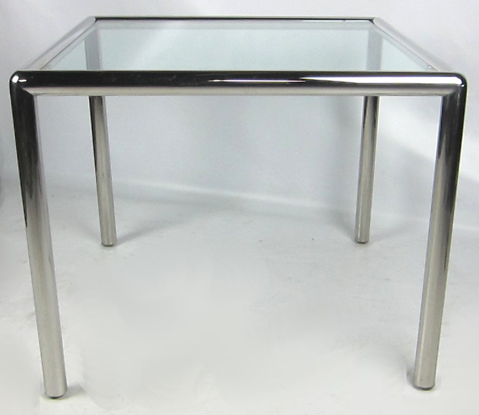 Beautifully constructed polished Aluminum Breakfast or Games Table by John Mascheroni.