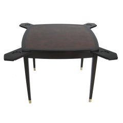 Walnut Games Table with Inset Leather Top